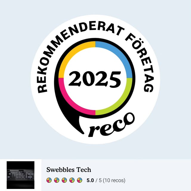 REKO rekommenderat företag 2025 för Swebbles Tech